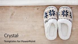  Presentation with slipper - Amazing PPT layouts having slippers on wooden floor soft backdrop and a soft green colored foreground