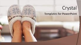  Presentation with slipper - Amazing presentation design having slippers on women's legs backdrop and a light gray colored foreground