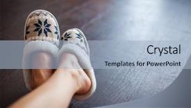  Presentation with slipper - Presentation theme consisting of slippers on women's legs background and a light blue colored foreground