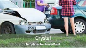  Presentation with street accident - Presentation theme enhanced with slippery road sighns - car accident on street damaged background and a ocean colored foreground