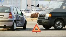  Presentation with street accident - Audience pleasing PPT layouts consisting of slippery road sighns - car crash accident on street backdrop and a light gray colored foreground
