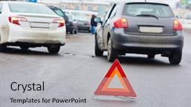  Presentation with car accident - PPT layouts having slippery road sighns - streea car crash collision accident background and a  colored foreground