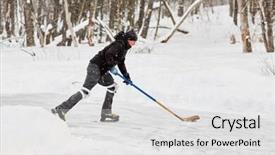  Presentation with hockey puck - Audience pleasing PPT layouts consisting of frozen slide - hockey player carries puck backdrop and a light gray colored foreground