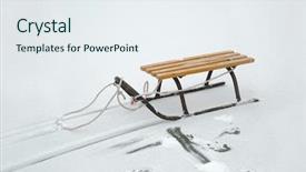  Presentation with old - PPT theme consisting of frozen slide - old sledge isolated on white background and a sky blue colored foreground