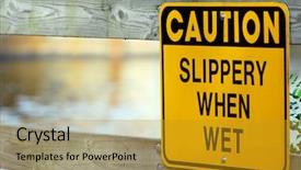  Presentation with patriarchy sexism on warning road - Audience pleasing theme consisting of slippery when wet warning sign backdrop and a gold colored foreground