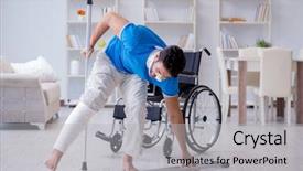  Presentation with home modification - Presentation design consisting of slips trips falls - injured young man recovering background and a  colored foreground