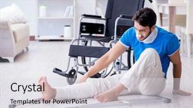  Presentation with special education young adult man - Amazing slide set having slips trips falls - injured young man recovering backdrop and a  colored foreground