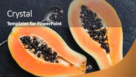  Presentation with papaya - Slide deck with slised-papaya-with-silver-spoon background and a tawny brown colored foreground