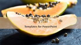  Presentation with papaya - Cool new PPT layouts with slised-papaya-with-silver-spoon backdrop and a lemonade colored foreground