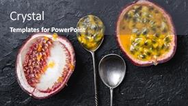  Presentation with passion fruit - Slide set with slised-passion-fruit-with-silver background and a dark gray colored foreground