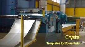  Presentation with sheet industry - PPT theme with slitting cutting stripping steel sheet background and a tawny brown colored foreground