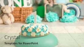  Presentation with balloons blue - Presentation having sliver-blue-and-white-decoration background and a mint green colored foreground