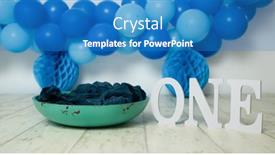  Presentation with 1st birthday - Slides having sliver-blue-and-white-decoration background and a teal colored foreground