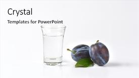  Presentation with brandy - Audience pleasing PPT layouts consisting of slivovitz plum brandy and fresh plum on white background backdrop and a sky blue colored foreground