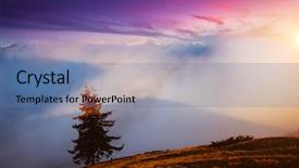  Presentation with spruce - Cool new PPT theme with slope in a misty morning backdrop and a ocean colored foreground