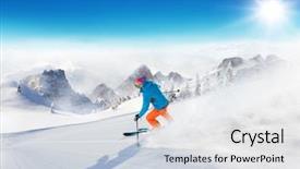  Presentation with outdoor activities - Presentation theme having slope in alpine mountains winter background and a light gray colored foreground