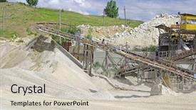  Presentation with marble - Audience pleasing presentation design consisting of slope minning - marble quarry equipment backdrop and a soft green colored foreground