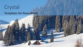  Presentation with skiing - PPT theme enhanced with slope-on-the-skiing-resort background and a teal colored foreground