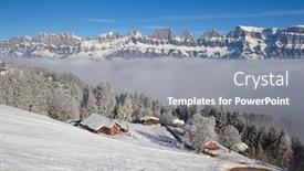  Presentation with skiing - Theme enhanced with slope-on-the-skiing-resort background and a gray colored foreground