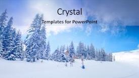  Presentation with skiing - Audience pleasing PPT theme consisting of slope on the skiing resort in carpathians ukraine backdrop and a light blue colored foreground