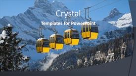  Presentation with skiing - Beautiful PPT theme featuring slope-on-the-skiing-resort backdrop and a teal colored foreground