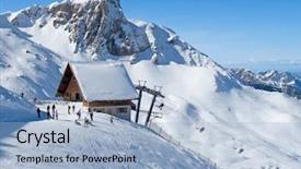  Presentation with skiing - Cool new presentation design with slope on the skiing resort flumserberg switzerland backdrop and a light blue colored foreground