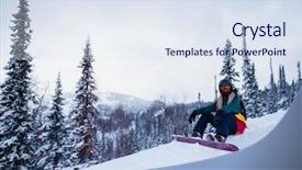  Presentation with snowboard - PPT theme consisting of sloping - woman snowboarder sit background and a sky blue colored foreground