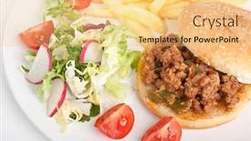 Presentation with french fries - Slides having sloppy-joe-minced-meat-sandwich background and a yellow colored foreground