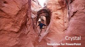  Presentation with living coral - PPT theme consisting of slot canyon in grand staircase escalante national park utah usa unusual colorful sandstone formations in deserts of utah are popular destination for hikers living coral toned background and a red colored foreground