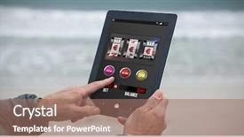 Presentation with slot machine - Presentation theme consisting of slot machine game on mobile background and a coral colored foreground