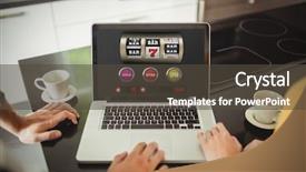  Presentation with slot machine - Colorful PPT theme enhanced with slot machine with text backdrop and a tawny brown colored foreground