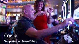  Presentation with gambling machine - Slide set featuring slots - elderly couple gambling on slot background and a wine colored foreground