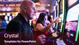  Presentation with machines - Theme enhanced with slots - elderly tourist playing slot machines background and a wine colored foreground