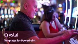  Presentation with machines - Cool new presentation theme with slots - elderly tourist playing slot machines backdrop and a tawny brown colored foreground