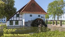  Presentation with water - PPT theme consisting of slotsm-llen-historic-water-mill background and a tawny brown colored foreground