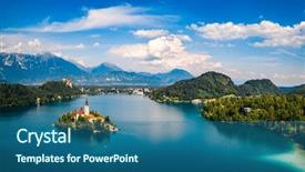 Presentation with aerial - Audience pleasing presentation theme consisting of slovenia - aerial view resort lake backdrop and a ocean colored foreground