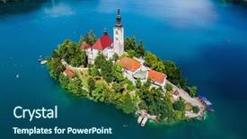 Presentation with aerial - Presentation theme having slovenia - aerial view resort lake background and a ocean colored foreground