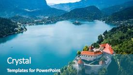  Presentation with aerial - Amazing slide set having slovenia - aerial view resort lake backdrop and a teal colored foreground