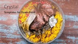  Presentation with banana - Slides consisting of slow-cooked-omani-lamb-shuwa background and a coral colored foreground