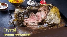  Presentation with banana - Slide set with slow-cooked-omani-lamb-shuwa background and a tawny brown colored foreground