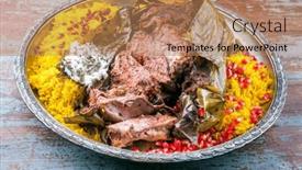  Presentation with banana - PPT layouts with slow-cooked-omani-lamb-shuwa background and a coral colored foreground