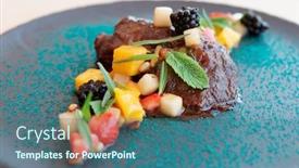  Presentation with veal - PPT theme with slow-cooked-veal-cheek background and a ocean colored foreground