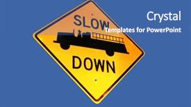  Presentation with fire warning - Audience pleasing PPT theme consisting of warning slow down fire station backdrop and a ocean colored foreground