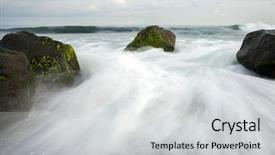  Presentation with beach rocks - Cool new presentation design with slow shutter photo of moving backdrop and a  colored foreground