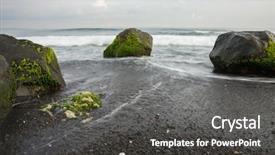  Presentation with beach rocks - Beautiful presentation design featuring slow shutter photo of moving backdrop and a  colored foreground