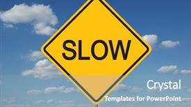  Presentation with traffic - Beautiful slide deck featuring slow traffic sign with clouds backdrop and a light blue colored foreground