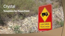  Presentation with trucks - Beautiful theme featuring slow turning trucks ahead sign backdrop and a violet colored foreground