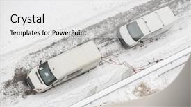  Presentation with automobile - PPT theme enhanced with sludge - automobile emergency power service background and a white colored foreground