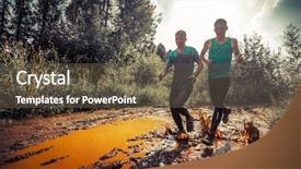  Presentation with running - Beautiful presentation design featuring sludge - two trail running athletes running backdrop and a tawny brown colored foreground