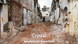  Presentation with slum india - Audience pleasing theme consisting of slum - street with ruins of demolished backdrop and a coral colored foreground